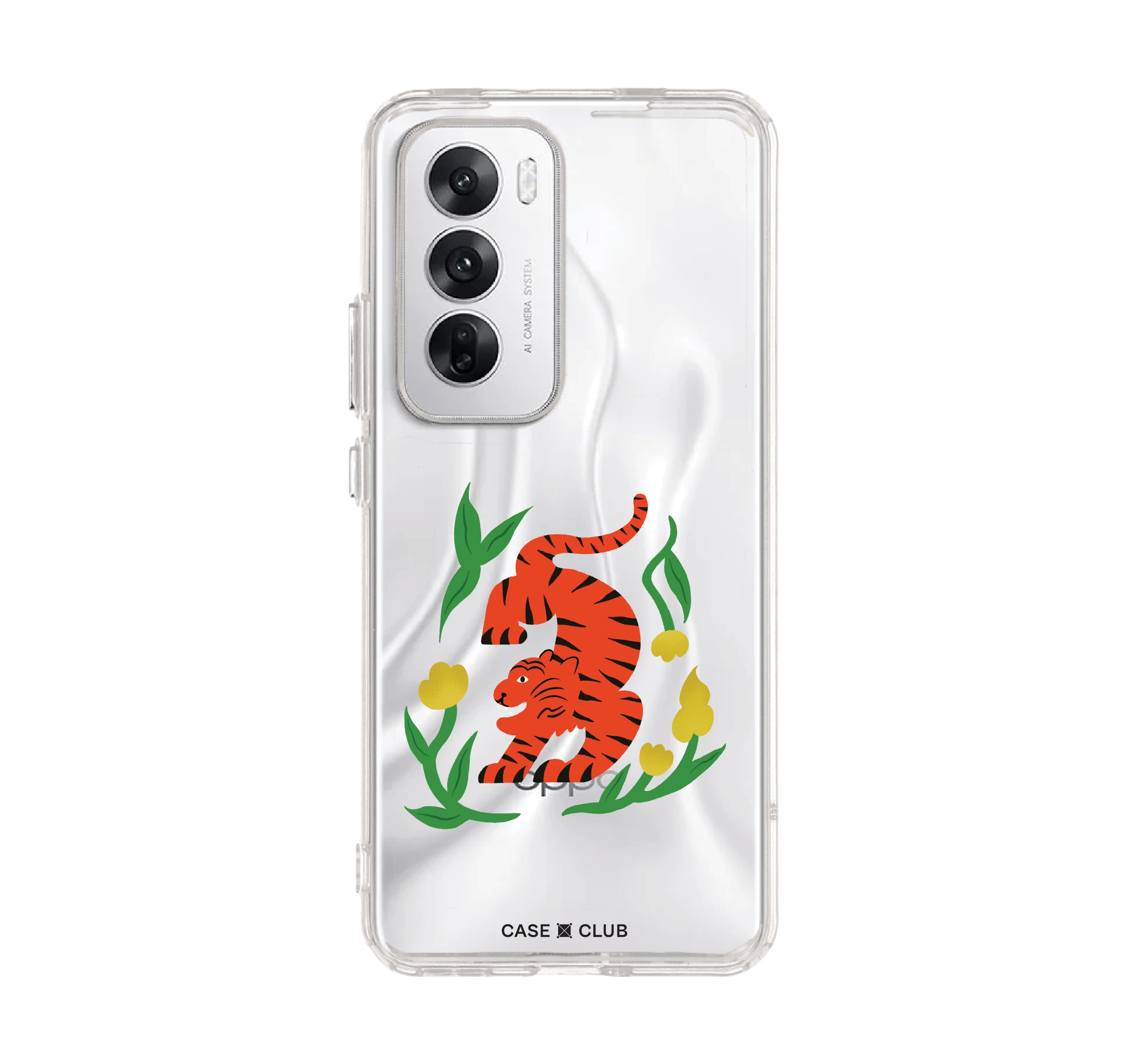 oppo reno 12 clear case orange tiger